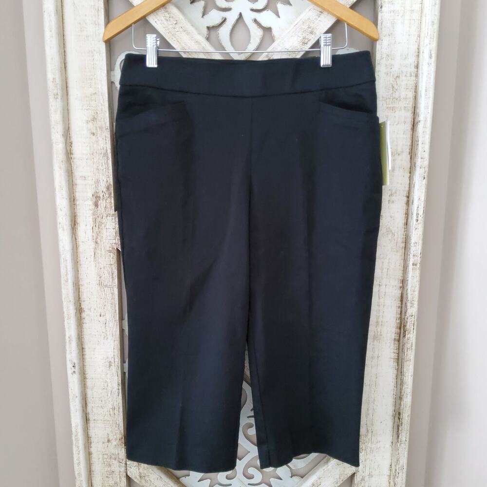 Napa Valley Corporatecore Minimalist Black Elastic Waist Capri Pants 10P